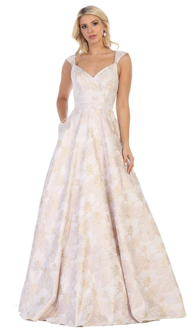 Formal Gowns May Queen - RQ7714 V-Neck A-Line Evening Dress 3 Formal Gowns May Queen - RQ7714 V-Neck A-Line Evening Dress