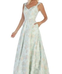 Formal Gowns May Queen - RQ7714 V-Neck A-Line Evening Dress 14 Formal Gowns May Queen - RQ7714 V-Neck A-Line Evening Dress