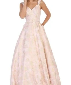 Formal Gowns May Queen - RQ7714 V-Neck A-Line Evening Dress 16 Formal Gowns May Queen - RQ7714 V-Neck A-Line Evening Dress