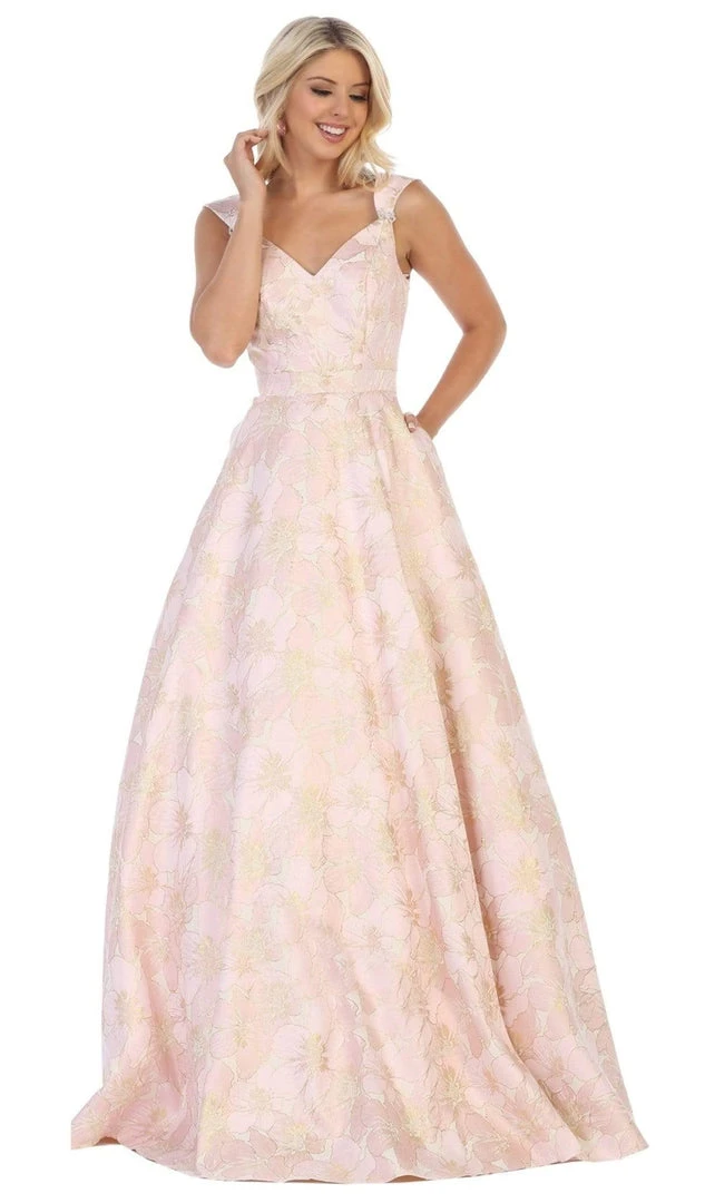 Formal Gowns May Queen - RQ7714 V-Neck A-Line Evening Dress 9 Formal Gowns May Queen - RQ7714 V-Neck A-Line Evening Dress