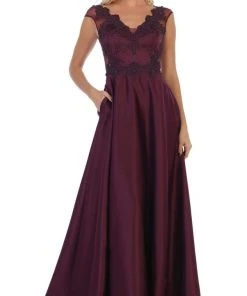May Queen - RQ7723 Beaded Lace A-Line Evening Gown Formal Gowns