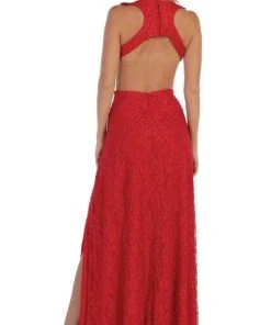 Formal Gowns May Queen - RQ7736 Glitter Lace Double High Slit Gown