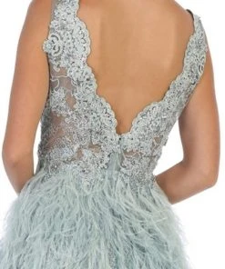 May Queen - RQ7741 Applique Scalloped V-neck A-line Dress Formal Gowns 10 May Queen - RQ7741 Applique Scalloped V-neck A-line Dress Formal Gowns