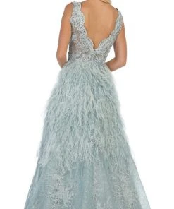 May Queen - RQ7741 Applique Scalloped V-neck A-line Dress Formal Gowns 8 May Queen - RQ7741 Applique Scalloped V-neck A-line Dress Formal Gowns