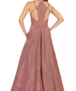 May Queen - RQ7751 V-neck A-line Gown With Cutouts