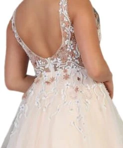 May Queen - RQ7765 Bead Embellished Illusion A-Line Gown Plus Size Dresses 10 May Queen - RQ7765 Bead Embellished Illusion A-Line Gown Plus Size Dresses