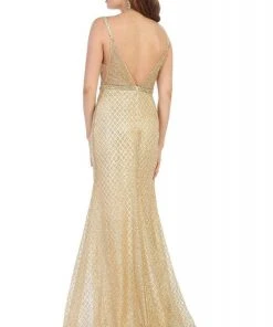 May Queen - RQ7782 Bedazzled Deep V-neck Trumpet Dress 7 May Queen - RQ7782 Bedazzled Deep V-neck Trumpet Dress