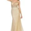 May Queen - RQ7782 Bedazzled Deep V-neck Trumpet Dress