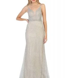 May Queen - RQ7782 Bedazzled Deep V-neck Trumpet Dress 8 May Queen - RQ7782 Bedazzled Deep V-neck Trumpet Dress