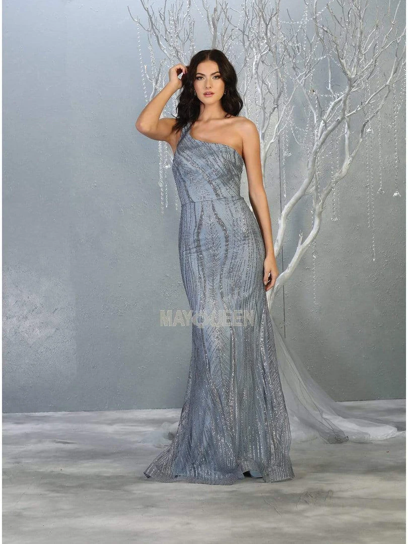 May Queen - RQ7813 Glitter One Shoulder Strap Sheath Dress Formal Gowns 4 May Queen - RQ7813 Glitter One Shoulder Strap Sheath Dress Formal Gowns