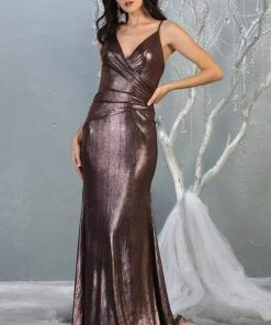 Formal Gowns May Queen - RQ7838 V-neck Wrapped Trumpet Dress
