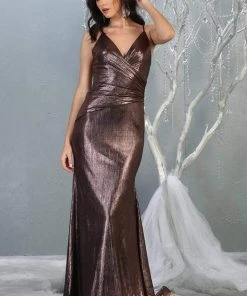 Formal Gowns May Queen - RQ7838 V-neck Wrapped Trumpet Dress