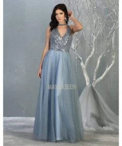 May Queen - RQ7863 Strappy High Halter A-Line Gown Formal Gowns
