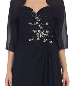 May Queen - Ruched Evening Gown With Quarter Length Jacket Formal Gowns