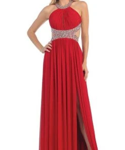 Formal Gowns May Queen - Ruched Halter A-Line Evening Gown