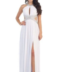 Formal Gowns May Queen - Ruched Halter A-Line Evening Gown