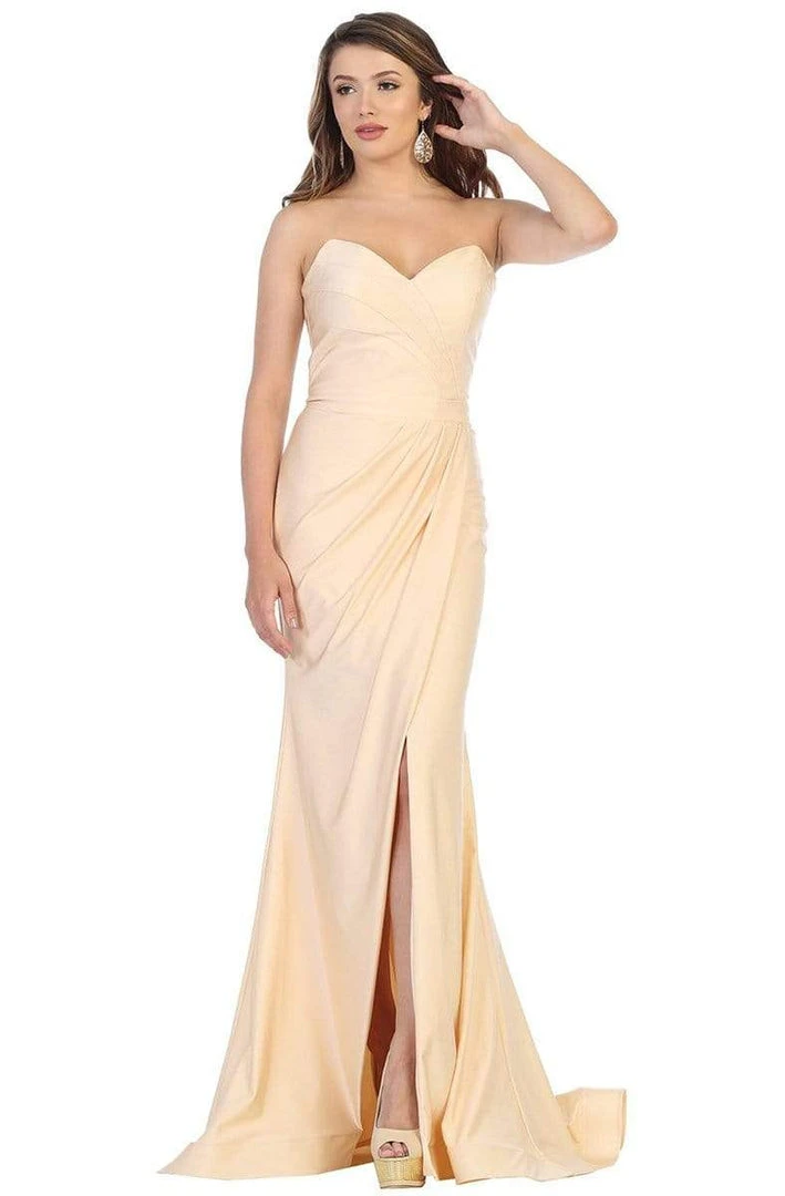 May Queen - Ruched Sweetheart Draping High Slit Dress MQ1718 - 1 Pc Mauve In Size 6 Available Formal Gowns 4 May Queen - Ruched Sweetheart Draping High Slit Dress MQ1718 - 1 Pc Mauve In Size 6 Available Formal Gowns