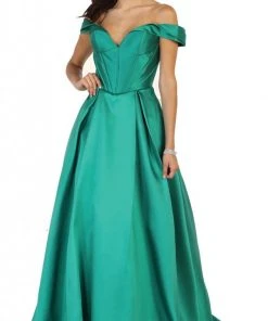 Formal Gowns May Queen - Satin Off Shoulder A-line Evening Dress