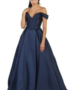 Formal Gowns May Queen - Satin Off Shoulder A-line Evening Dress
