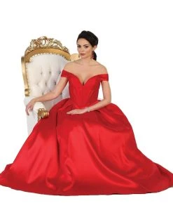 Formal Gowns May Queen - Satin Off Shoulder A-line Evening Dress