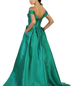 Formal Gowns May Queen - Satin Off Shoulder A-line Evening Dress