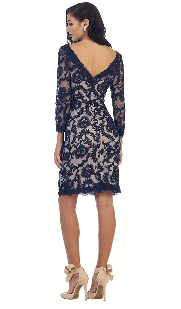 May Queen - Scalloped Damask Lace Illusion Cocktail Dress Cocktail Dresses 5 May Queen - Scalloped Damask Lace Illusion Cocktail Dress Cocktail Dresses