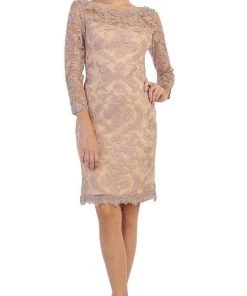 May Queen - Scalloped Damask Lace Illusion Cocktail Dress Cocktail Dresses 15 May Queen - Scalloped Damask Lace Illusion Cocktail Dress Cocktail Dresses