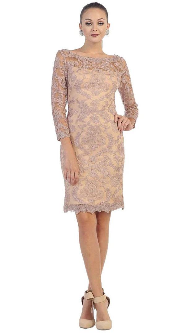 May Queen - Scalloped Damask Lace Illusion Cocktail Dress Cocktail Dresses 9 May Queen - Scalloped Damask Lace Illusion Cocktail Dress Cocktail Dresses