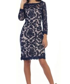 May Queen - Scalloped Damask Lace Illusion Cocktail Dress Cocktail Dresses 12 May Queen - Scalloped Damask Lace Illusion Cocktail Dress Cocktail Dresses