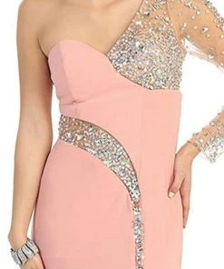 May Queen - Sequined One Shoulder Sleeve Evening Gown Formal Gowns
