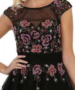 May Queen - Sheer Beaded Cap Sleeves A-line Cocktail Dress Cocktail Dresses 7 May Queen - Sheer Beaded Cap Sleeves A-line Cocktail Dress Cocktail Dresses