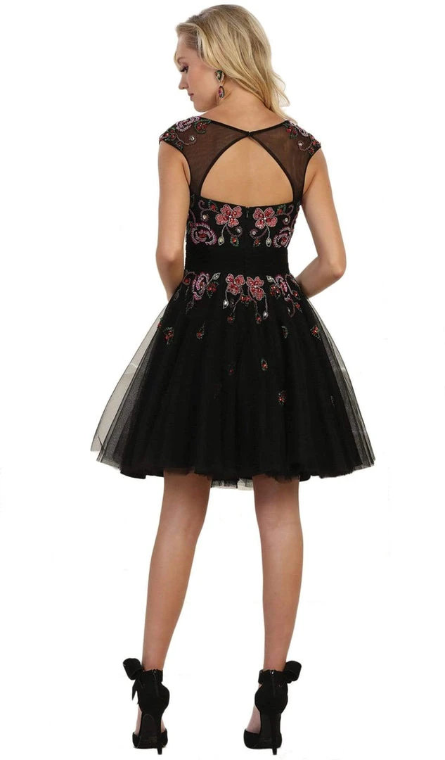 May Queen - Sheer Beaded Cap Sleeves A-line Cocktail Dress Cocktail Dresses 5 May Queen - Sheer Beaded Cap Sleeves A-line Cocktail Dress Cocktail Dresses