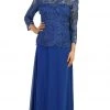 May Queen - Sheer Quarter Sleeve Long Lace Evening Gown 1 May Queen - Sheer Quarter Sleeve Long Lace Evening Gown
