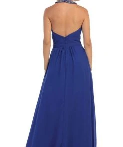 May Queen - Shirred Cutout Halter A-Line Long Evening Dress Formal Gowns 29 May Queen - Shirred Cutout Halter A-Line Long Evening Dress Formal Gowns
