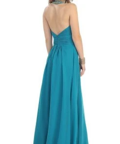 May Queen - Shirred Cutout Halter A-Line Long Evening Dress Formal Gowns 28 May Queen - Shirred Cutout Halter A-Line Long Evening Dress Formal Gowns