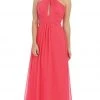 May Queen - Shirred Cutout Halter A-Line Long Evening Dress Formal Gowns