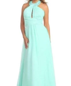 May Queen - Shirred Cutout Halter A-Line Long Evening Dress Formal Gowns 31 May Queen - Shirred Cutout Halter A-Line Long Evening Dress Formal Gowns