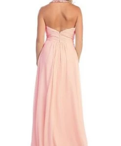 May Queen - Shirred Cutout Halter A-Line Long Evening Dress Formal Gowns 27 May Queen - Shirred Cutout Halter A-Line Long Evening Dress Formal Gowns