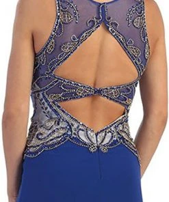 May Queen - Sleeveless Beaded Illusion Prom Gown