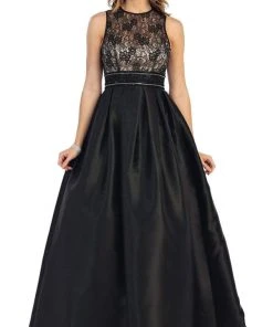 May Queen - Sleeveless Lace Applique Taffeta Formal Ball Gown Formal Gowns 8 May Queen - Sleeveless Lace Applique Taffeta Formal Ball Gown Formal Gowns