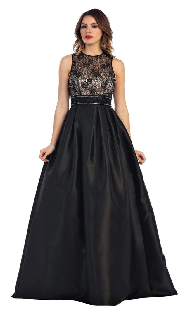 May Queen - Sleeveless Lace Applique Taffeta Formal Ball Gown Formal Gowns 5 May Queen - Sleeveless Lace Applique Taffeta Formal Ball Gown Formal Gowns