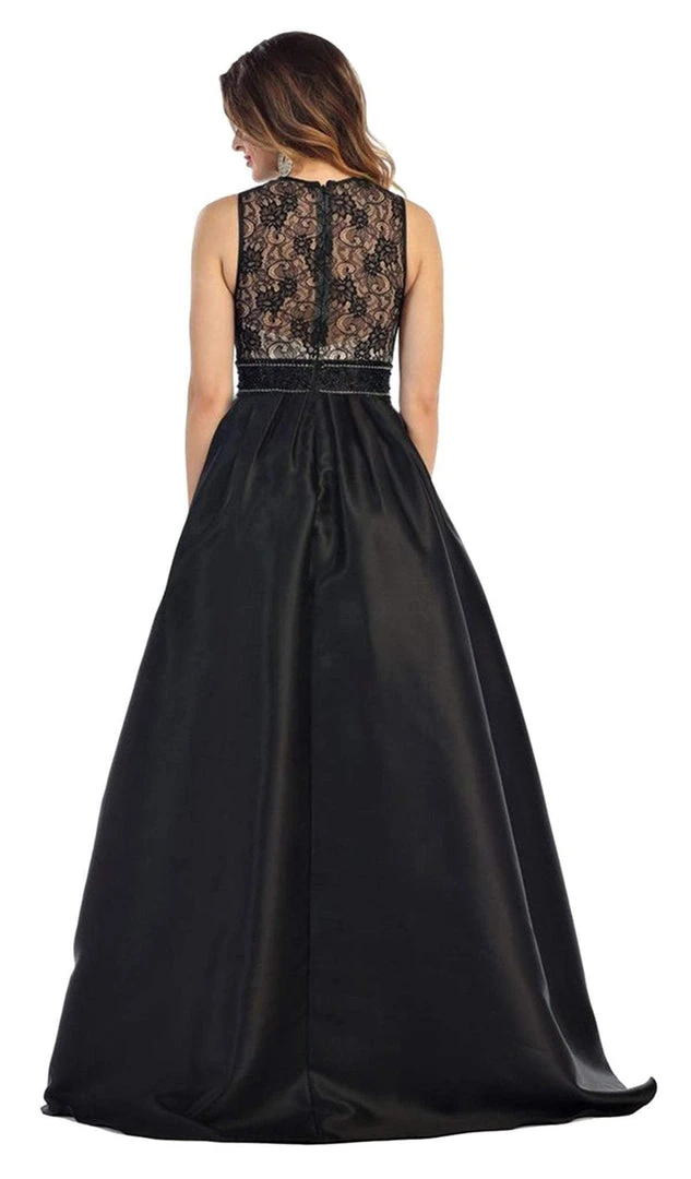May Queen - Sleeveless Lace Applique Taffeta Formal Ball Gown Formal Gowns 6 May Queen - Sleeveless Lace Applique Taffeta Formal Ball Gown Formal Gowns