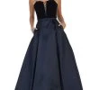 May Queen - Sleeveless Lace Up Front Pleated Ballgown RQ7742 - 1 Pc Navy In Size 14 Available Formal Gowns