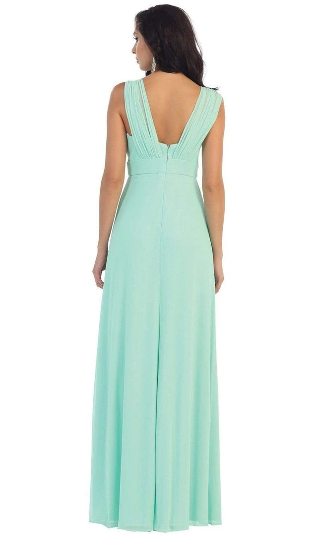 Formal Gowns May Queen - Sleeveless Ruched Panel A-Line Long Bridesmaid Dress 14 Formal Gowns May Queen - Sleeveless Ruched Panel A-Line Long Bridesmaid Dress