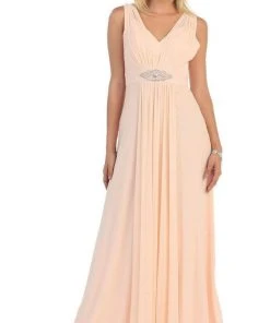 Formal Gowns May Queen - Sleeveless Ruched Panel A-Line Long Bridesmaid Dress 19 Formal Gowns May Queen - Sleeveless Ruched Panel A-Line Long Bridesmaid Dress