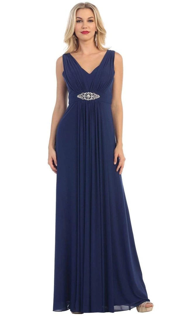 Formal Gowns May Queen - Sleeveless Ruched Panel A-Line Long Bridesmaid Dress 3 Formal Gowns May Queen - Sleeveless Ruched Panel A-Line Long Bridesmaid Dress