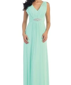 Formal Gowns May Queen - Sleeveless Ruched Panel A-Line Long Bridesmaid Dress 24 Formal Gowns May Queen - Sleeveless Ruched Panel A-Line Long Bridesmaid Dress
