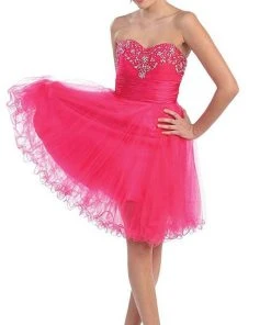 Cocktail Dresses May Queen - Strapless Jeweled Cummerbund Cocktail Dress