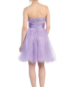 Cocktail Dresses May Queen - Strapless Jeweled Cummerbund Cocktail Dress