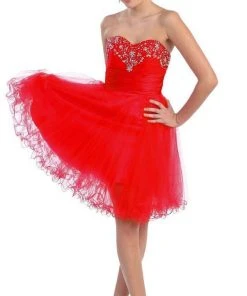 Cocktail Dresses May Queen - Strapless Jeweled Cummerbund Cocktail Dress